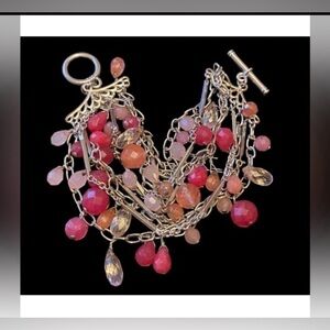 White House Black Market Pink Quartz Bead Bracelet #6884
